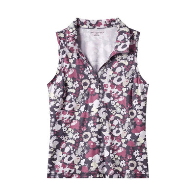 TravisMathew Women's Featherweight Printed Sleeveless Polo Shirt 2025 C0581 GRAYSTONE FLORAL MULTI