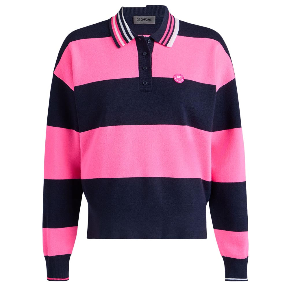 G/Fore Women's Happy G's Merino Wool Rugby Sweater 2025 KNOCKOUT PINK