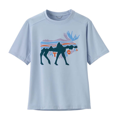 Patagonia Junior's Capilene Silkweight T-Shirt 2025 FMBL FITZ ROY MOOSE: FLECK BLUE
