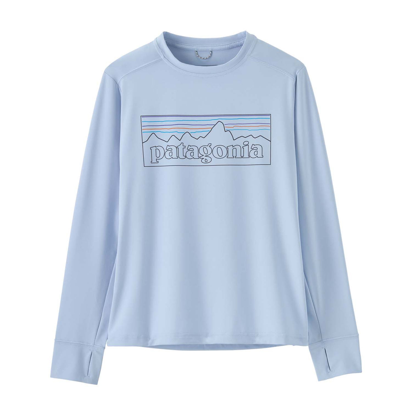 Patagonia Junior's Long-Sleeved Capilene Silkweight T-Shirt 2025 POFL P-6 OUTLINE: FLECK BLUE