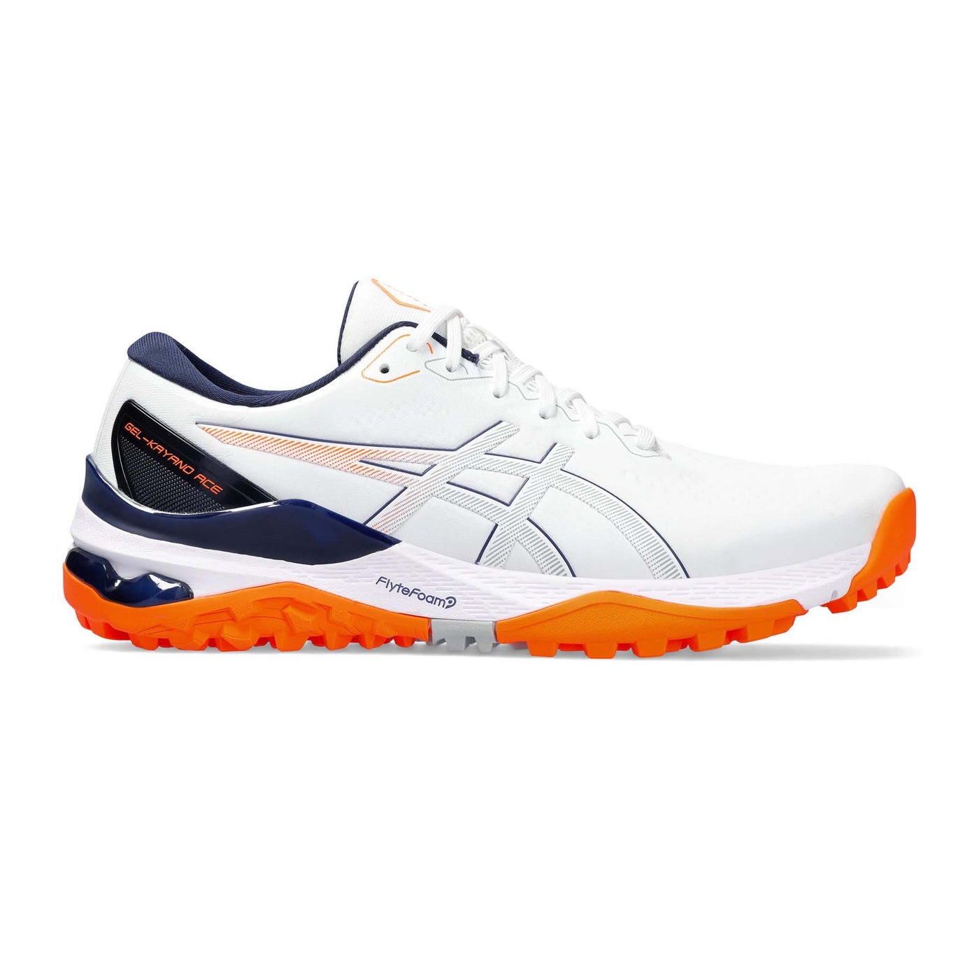 ASICS Men's Gel-Kayano Ace 2 Golf Shoes 2025 WHITE/SHOCKING ORANGE