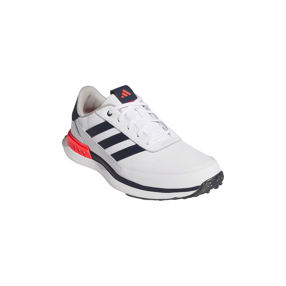 Adidas Men's S2G Leather Spikeless Golf Shoes 2025 FTWR WHITE/COLLEGIATE NAVY/RED