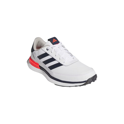 Adidas Men's S2G Leather Spikeless Golf Shoes 2025 FTWR WHITE/COLLEGIATE NAVY/RED