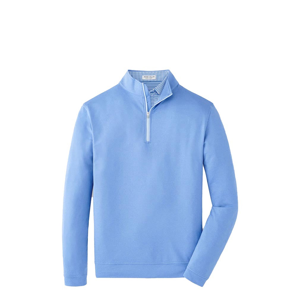 Peter Millar Men's Perth Melange Performance Quarter Zip 2025 BLUE SEA/COTTAGE BLUE
