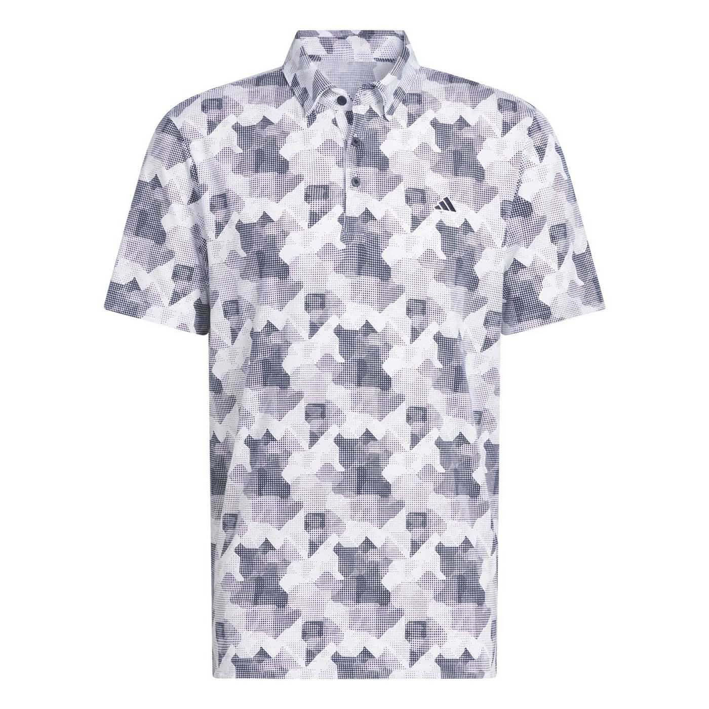 Adidas Men's Go-To Printed Polo Shirt - White/Collegiate Navy 2025 WHITE/COLLEGIATE NAVY