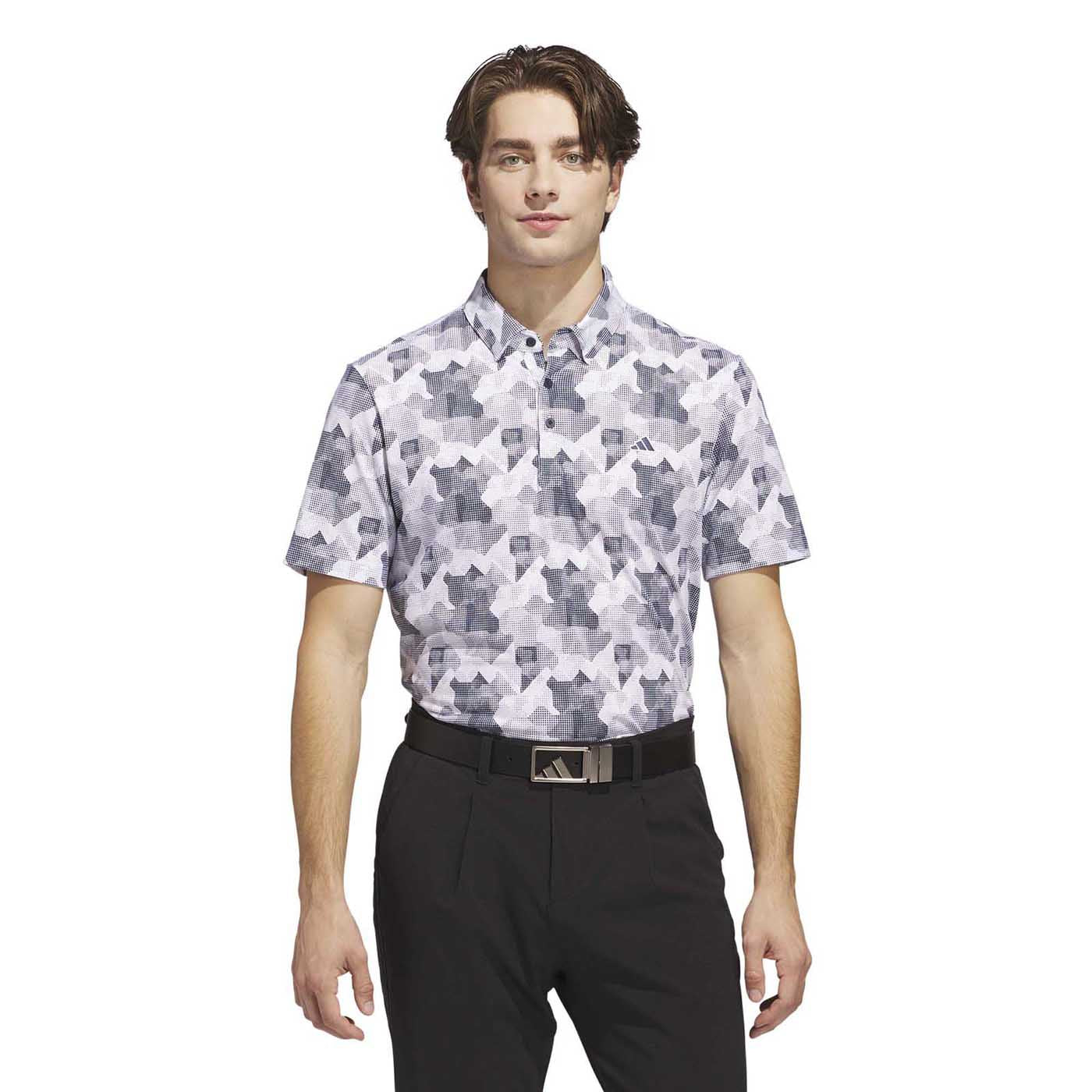 Adidas Men's Go-To Printed Polo Shirt - White/Collegiate Navy 2025