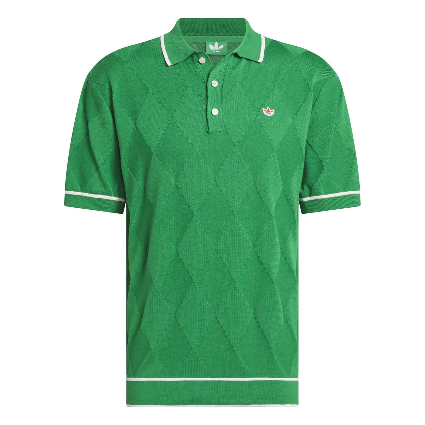 Adidas Men's Originals Argyle Knit Polo Shirt - Green 2025 GREEN