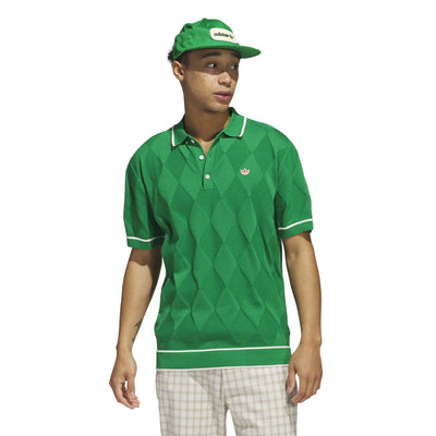 Adidas Men's Originals Argyle Knit Polo Shirt - Green 2025