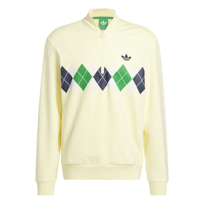Adidas Men's Originals Argyle Printed 1/4-Zip Sweatshirt - Almost Yellow 2025 ALMOST YELLOW