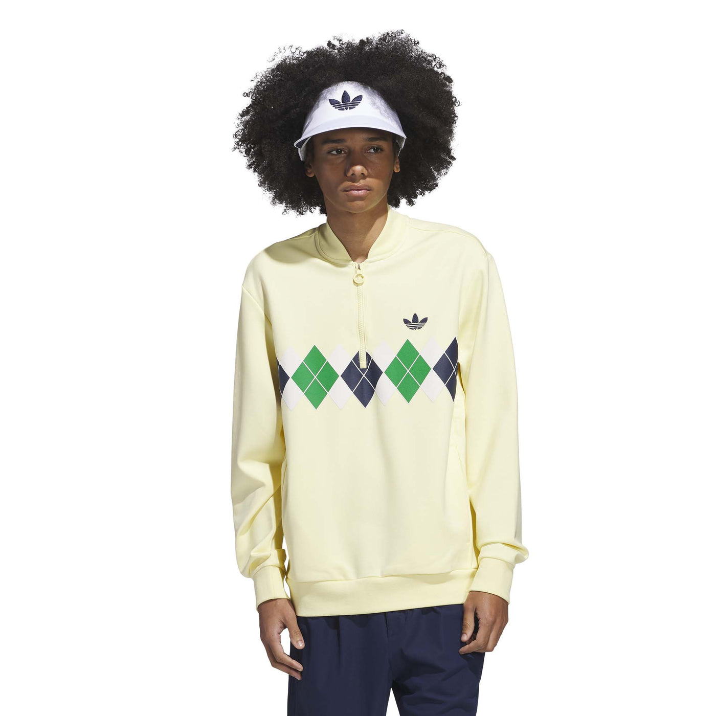 Adidas Men's Originals Argyle Printed 1/4-Zip Sweatshirt - Almost Yellow 2025