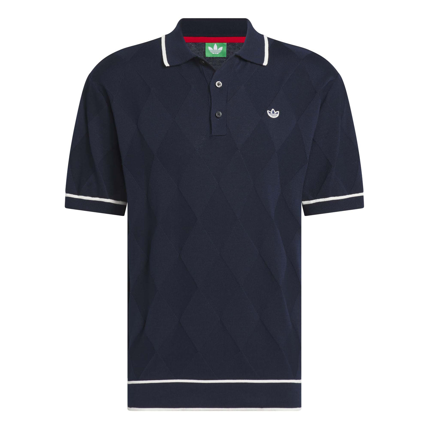 Adidas Men's Originals Argyle Knit Polo Shirt - Night Indigo 2025 NIGHT INDIGO