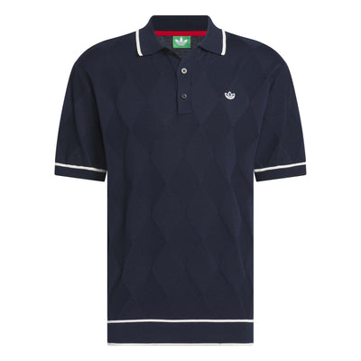 Adidas Men's Originals Argyle Knit Polo Shirt - Night Indigo 2025 NIGHT INDIGO