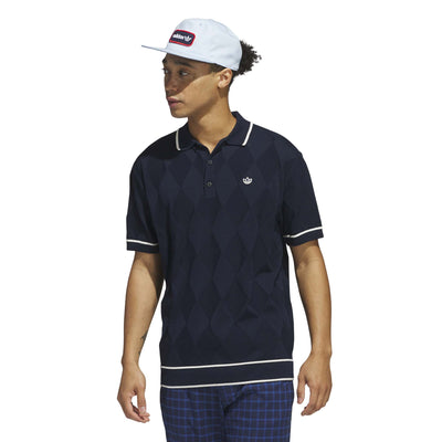 Adidas Men's Originals Argyle Knit Polo Shirt - Night Indigo 2025