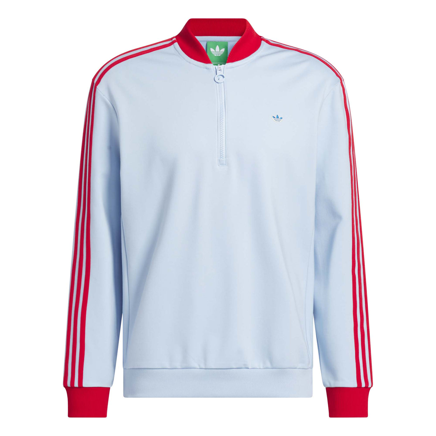 Adidas Men's Originals 3-Stripes 1/4 Zip Sweatshirt - Clear Sky 2025 CLEAR SKY