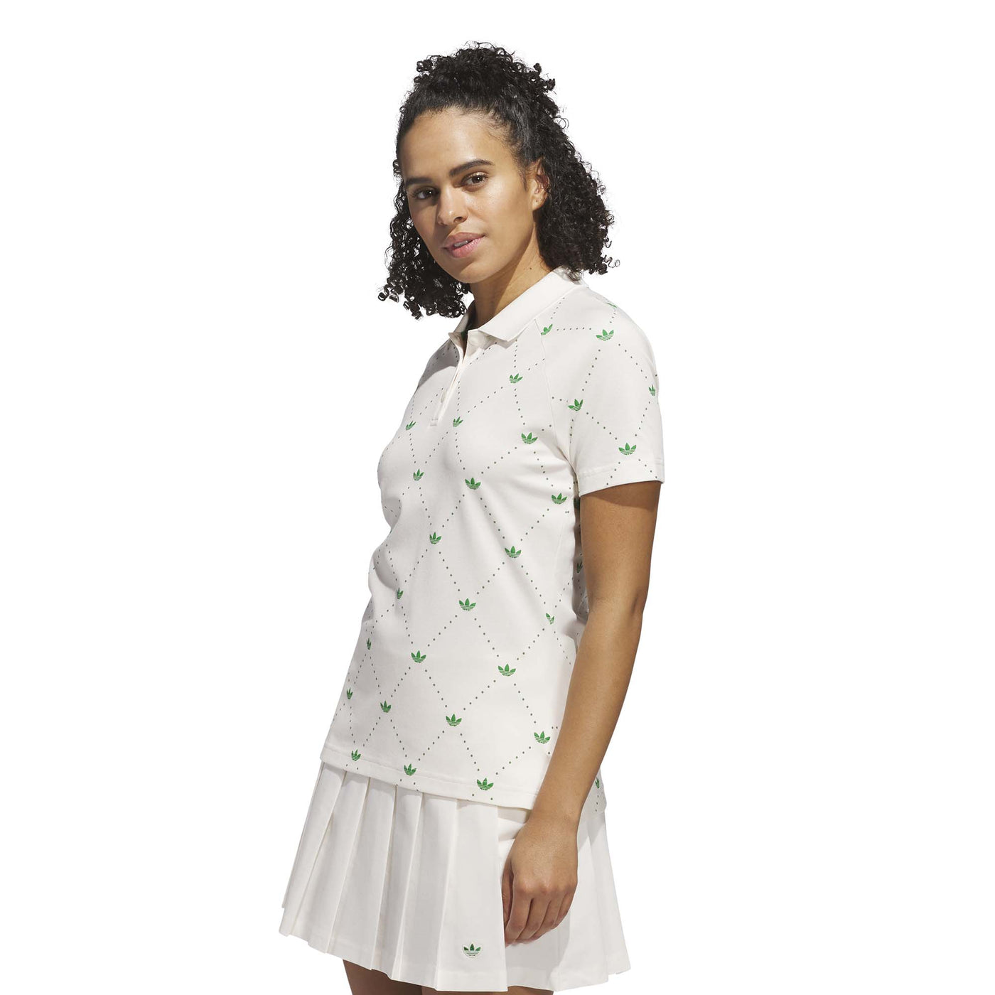 Adidas Women's Originals Printed Trefoil Polo Shirt - Chalk White/Green 2025