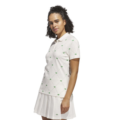 Adidas Women's Originals Printed Trefoil Polo Shirt - Chalk White/Green 2025