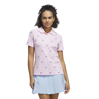 Adidas Women's Originals Printed Trefoil Polo Shirt - Clear Pink/Bluebird 2025