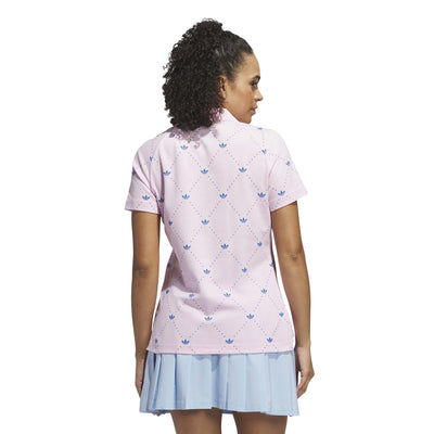Adidas Women's Originals Printed Trefoil Polo Shirt - Clear Pink/Bluebird 2025