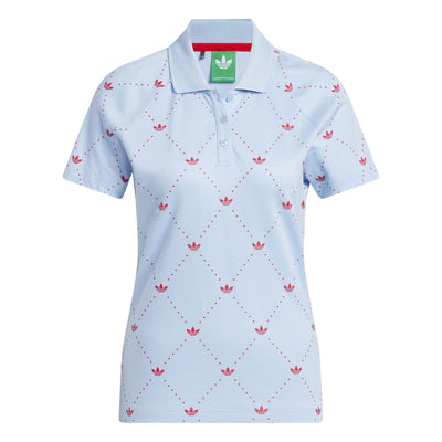 Adidas Women's Originals Printed Trefoil Polo Shirt - Clear Sky/Better Scarlet 2025 CLEAR SKY/BETTER SCARLET