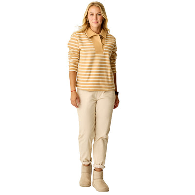 Carve Designs Women's Clara Fleece Pullover 2026 245 CAMEL EVEN STRIPE
