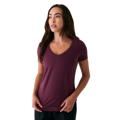 Lole Women's Dynamic V-Neck Shirt 2025 P755 DARK CHERRY