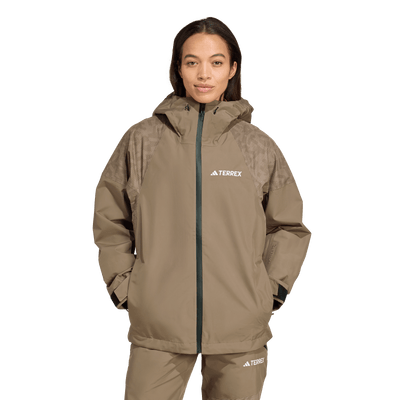 Adida's Women's Terrex Xperior Hybrid PRIMEKNIT CLIMAPROOF+ Jacket - Earth Strata 2026