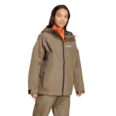 Adida's Women's Terrex Xperior Hybrid PRIMEKNIT CLIMAPROOF+ Jacket - Earth Strata 2026