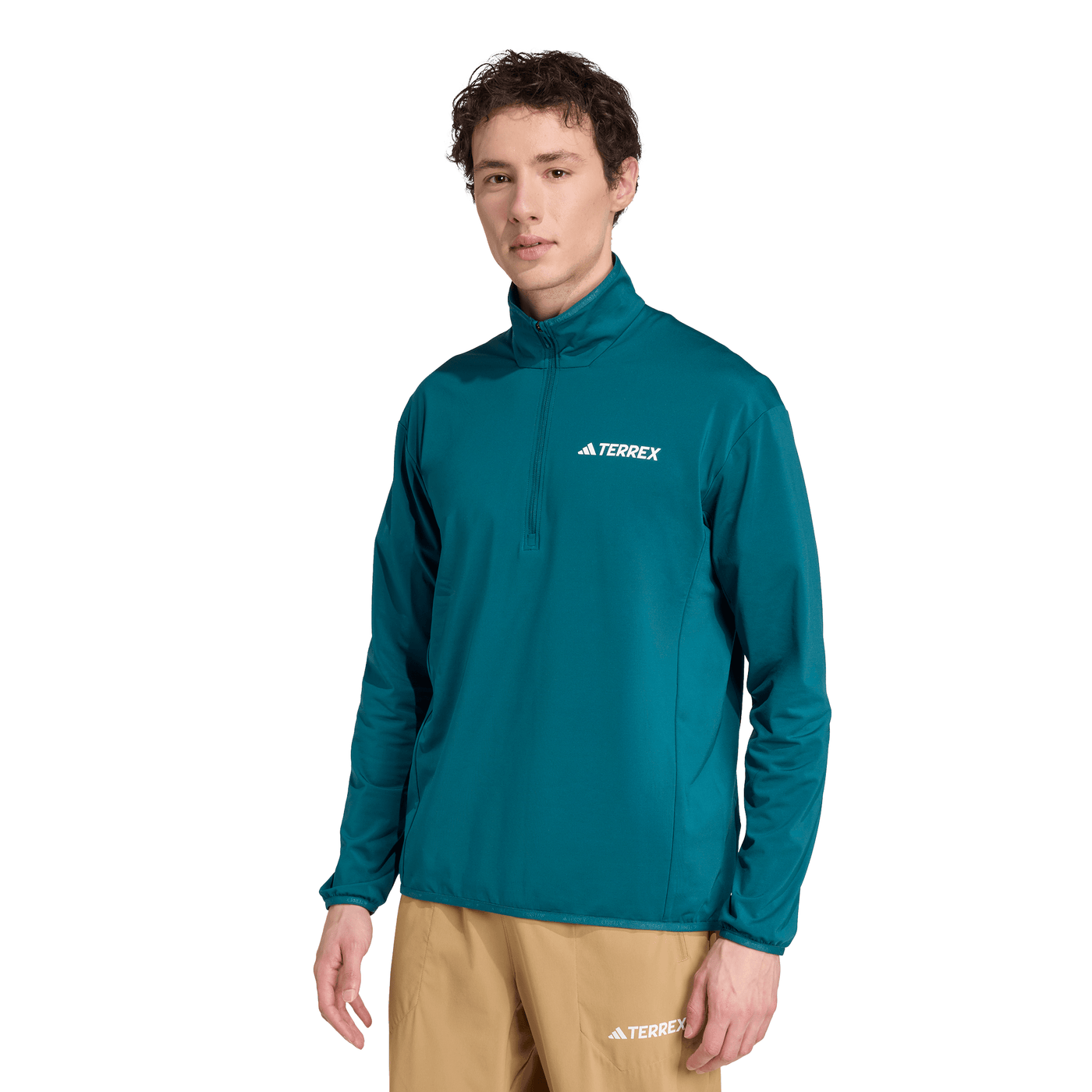 Adidas Men's Terrex Multi CLIMAWARM Half-Zip Tech Fleece Jacket - Mystery Green/Aurora Ivy 2026