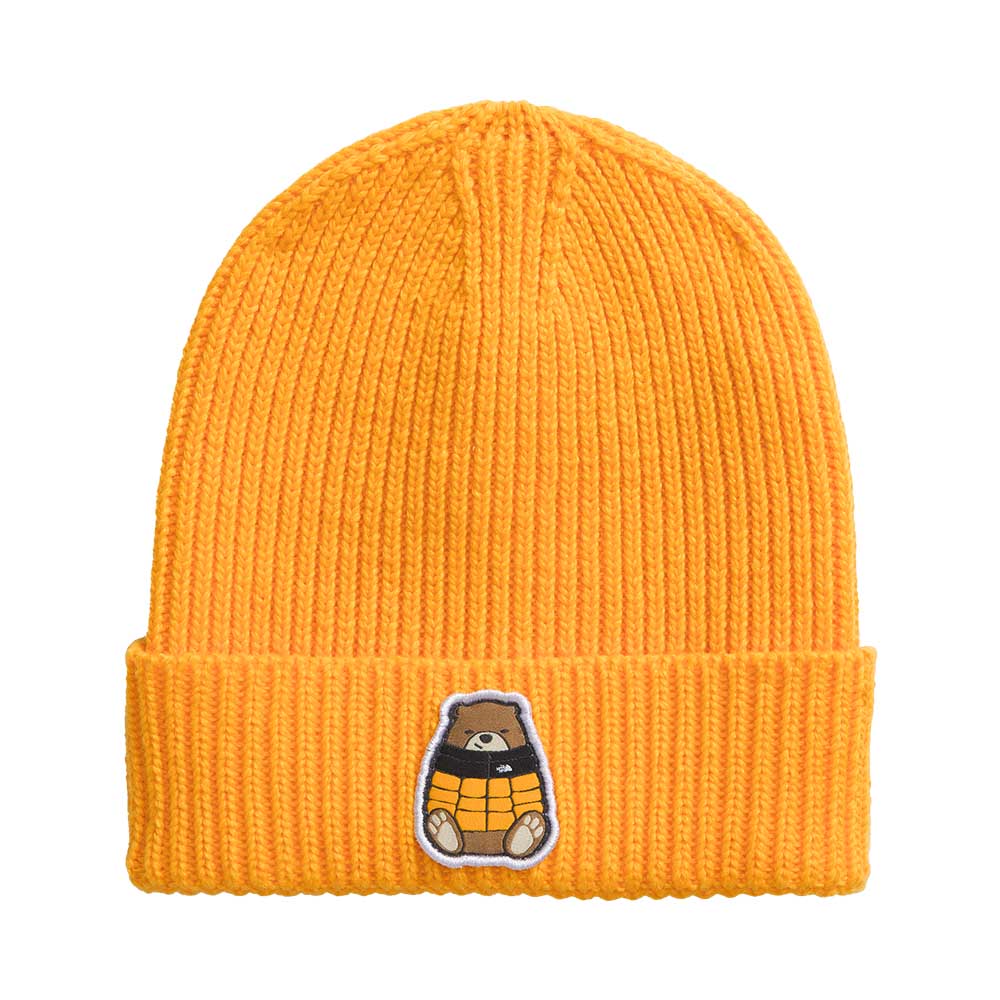 The North Face Junior's Logo Box Cuffed Beanie 2026 FOV SUMMIT GOLD/NUPTSE BEAR PATCH