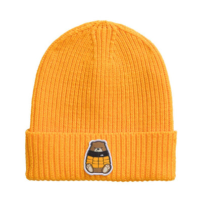 The North Face Junior's Logo Box Cuffed Beanie 2026 FOV SUMMIT GOLD/NUPTSE BEAR PATCH