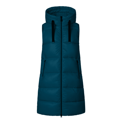 Save The Duck Women's Iria Long Hooded Puffer Vest 2026 HORIZON BLUE