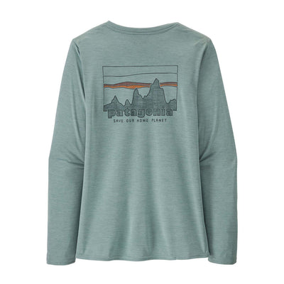 Patagonia Women's Long-Sleeved Capilene Cool Daily Graphic Shirt 2025 SKTX '73 SKYLINE: THERMAL BLUE X-DYE