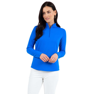 IBKUL Women's Solid Long Sleeve Mock Neck Top 2025 BLUE