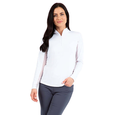 IBKUL Women's Solid Long Sleeve Mock Neck Top 2025 WHITE