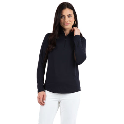 IBKUL Women's Solid Long Sleeve Mock Neck Top 2025 BLACK/WHITE