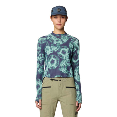 Mountain Hardwear Women's Crater Lake Long Sleeve Crop 2025 531 LAPIS DUSK SPORE DYE PRINT