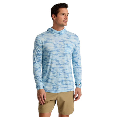 Free Fly Men's Bamboo Lightweight Hoody 2023 724 SEASMOKE CAMO/SURF BLUE