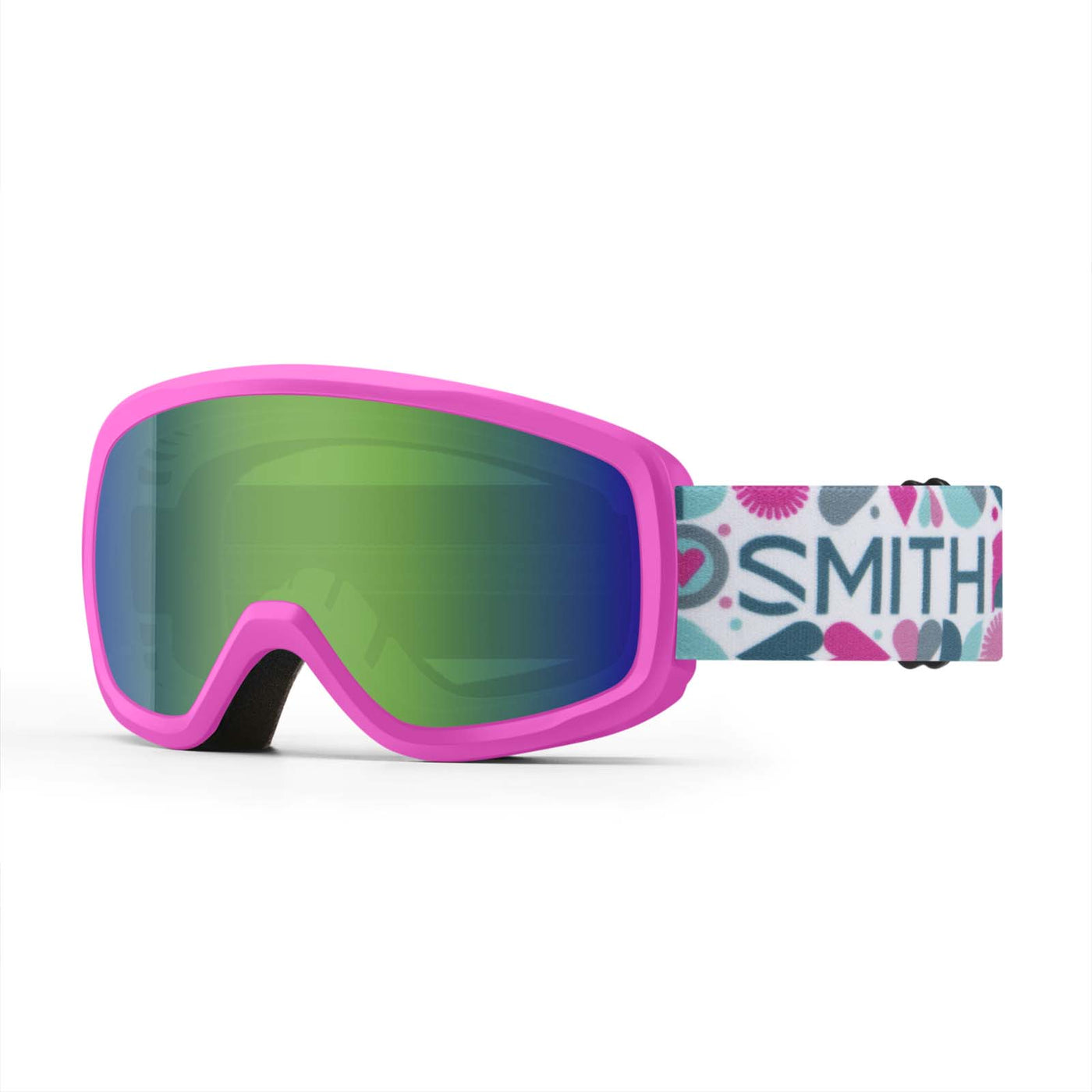Smith Junior's Snowday Goggles 2026 Vivid Pink Hearts / Green Sol-X Mir
