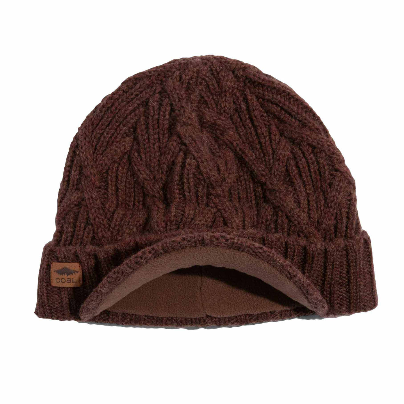 Coal The Yukon Cable Knit Wool Brim Beanie LIGHT BROWN