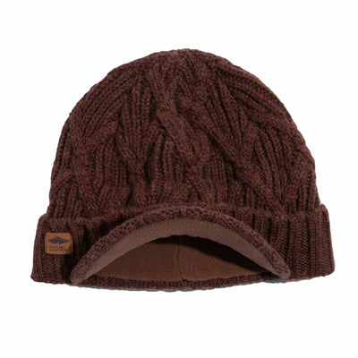 Coal The Yukon Cable Knit Wool Brim Beanie LIGHT BROWN