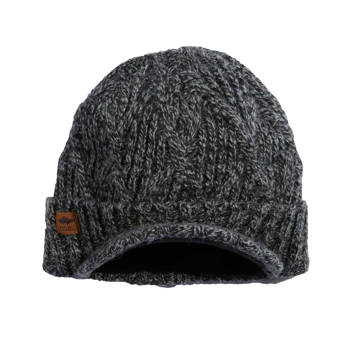 Coal The Yukon Cable Knit Wool Brim Beanie BLACK MARL