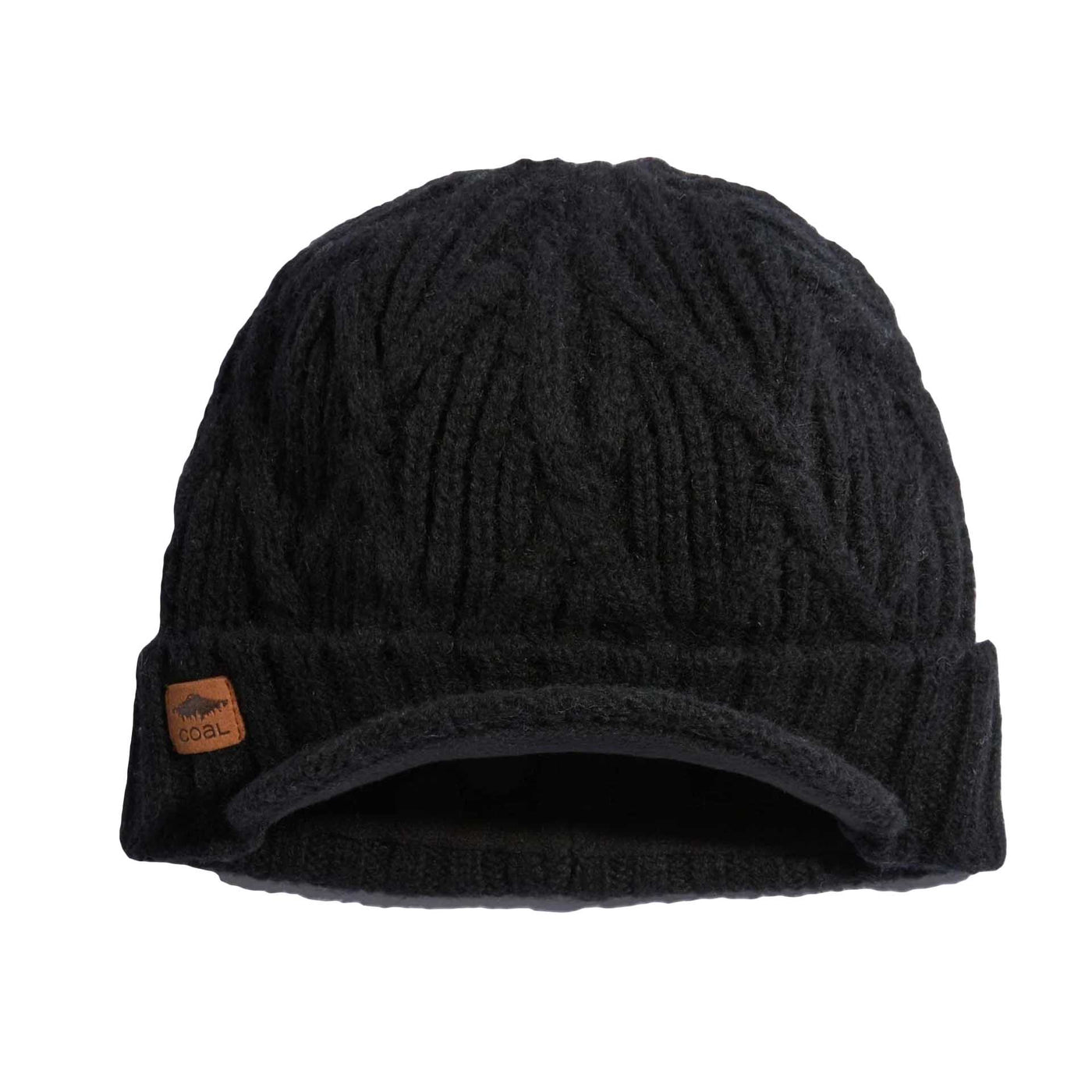 Coal The Yukon Cable Knit Wool Brim Beanie BLACK