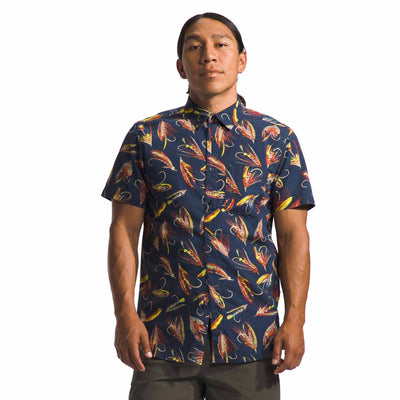 THE NORTH FACE - RETAIL M'S S/S BAYTRAIL PATTERN SHIRT SIM SUMMIT NAVY HAND TIED FLY PRINT