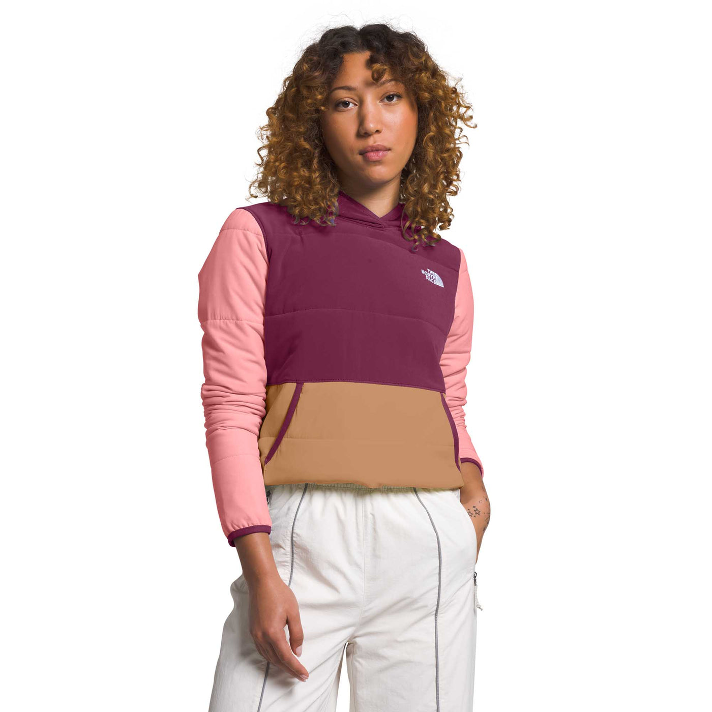 The North Face Women's Mountain Sweatshirt Pullover 2024 BOYSENBERRY/SHADY ROSE/ALMOND BUTTER