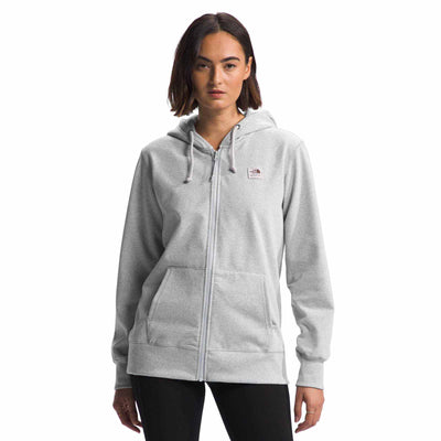 The North Face Women's Heritage Patch Full-Zip Hoodie 2024 TNF LIGHT GREY HEATHER/TNF WHITE