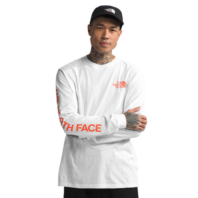 The North Face Men's Long-Sleeve Sleeve Hit Graphic Tee 2025 TNF WHITE/VIVID FLAME