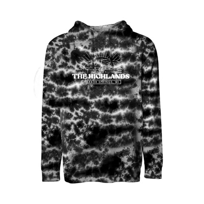 The Highlands Old School Tie Dye Crinkle Hoodie 2024 BLACK CRINKLE