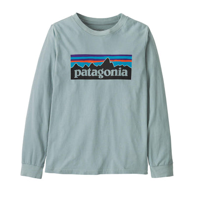 PATAGONIA JR'S L/S P-6 LOGO T-SHIRT THERMAL BLUE