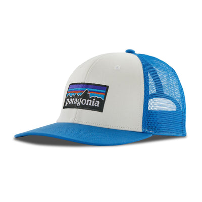 Patagonia P-6 Logo Trucker Hat 2025 WHITE W/VESSEL BLUE