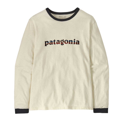 Patagonia Women's Long-Sleeved '73 Text Logo Responsibili-Tee® 2025 BIRCH WHITE